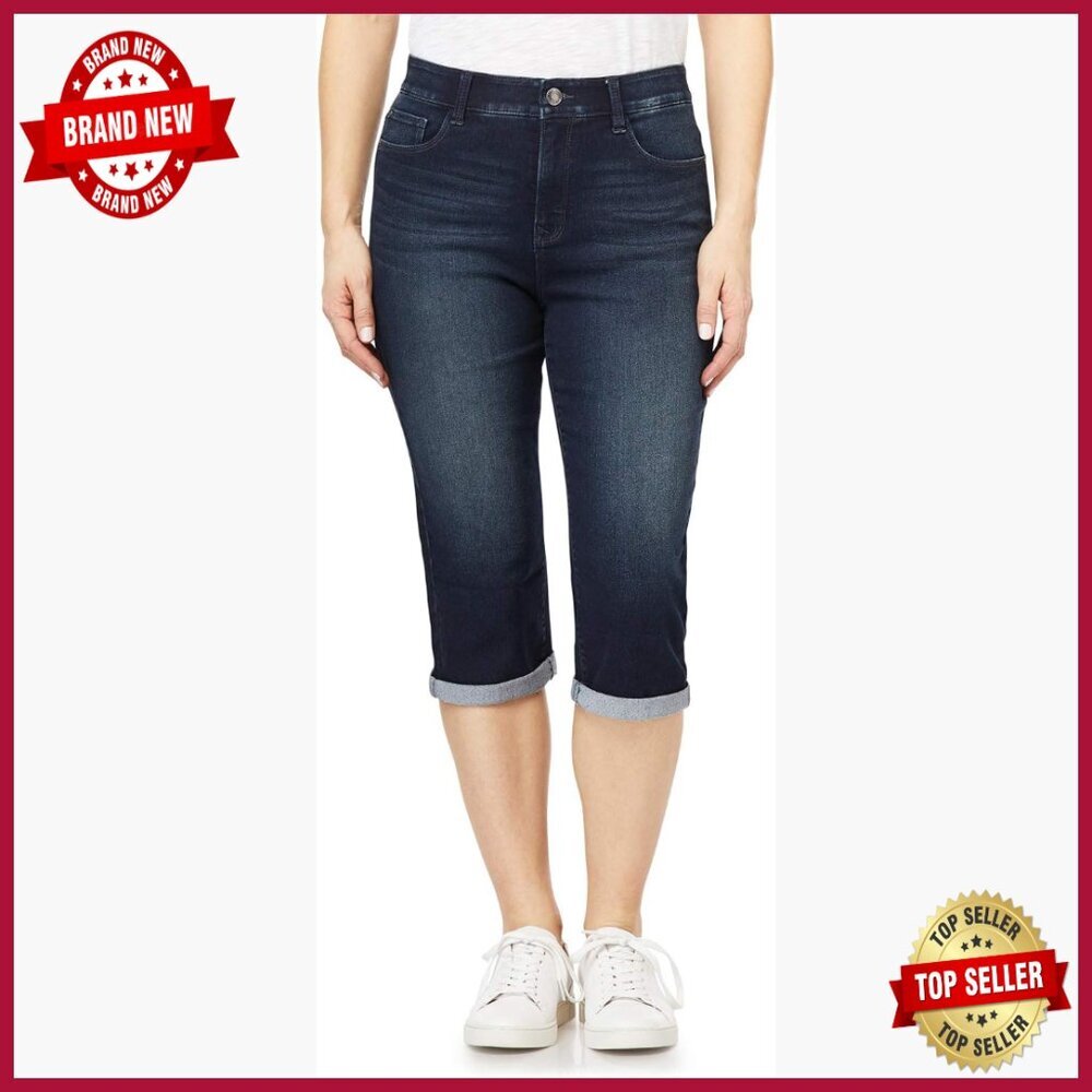 Mid Rise Sculpting Stretch Denim Capri Jeans 17" Inseam